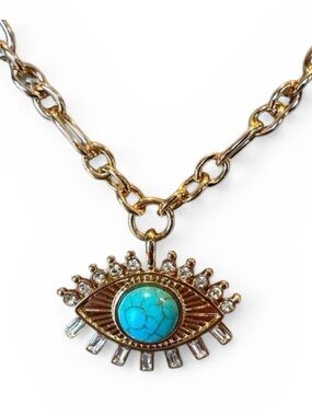 Evil Eye Necklace with Turquoise Center